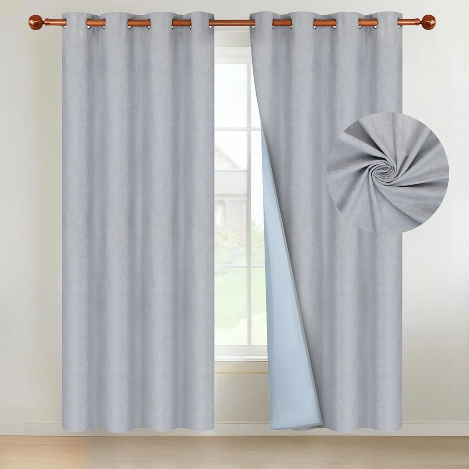 Cortina Blackout 100% 135x220cm Tipo Gamuza Casatua Set de 2 - Imagen 7
