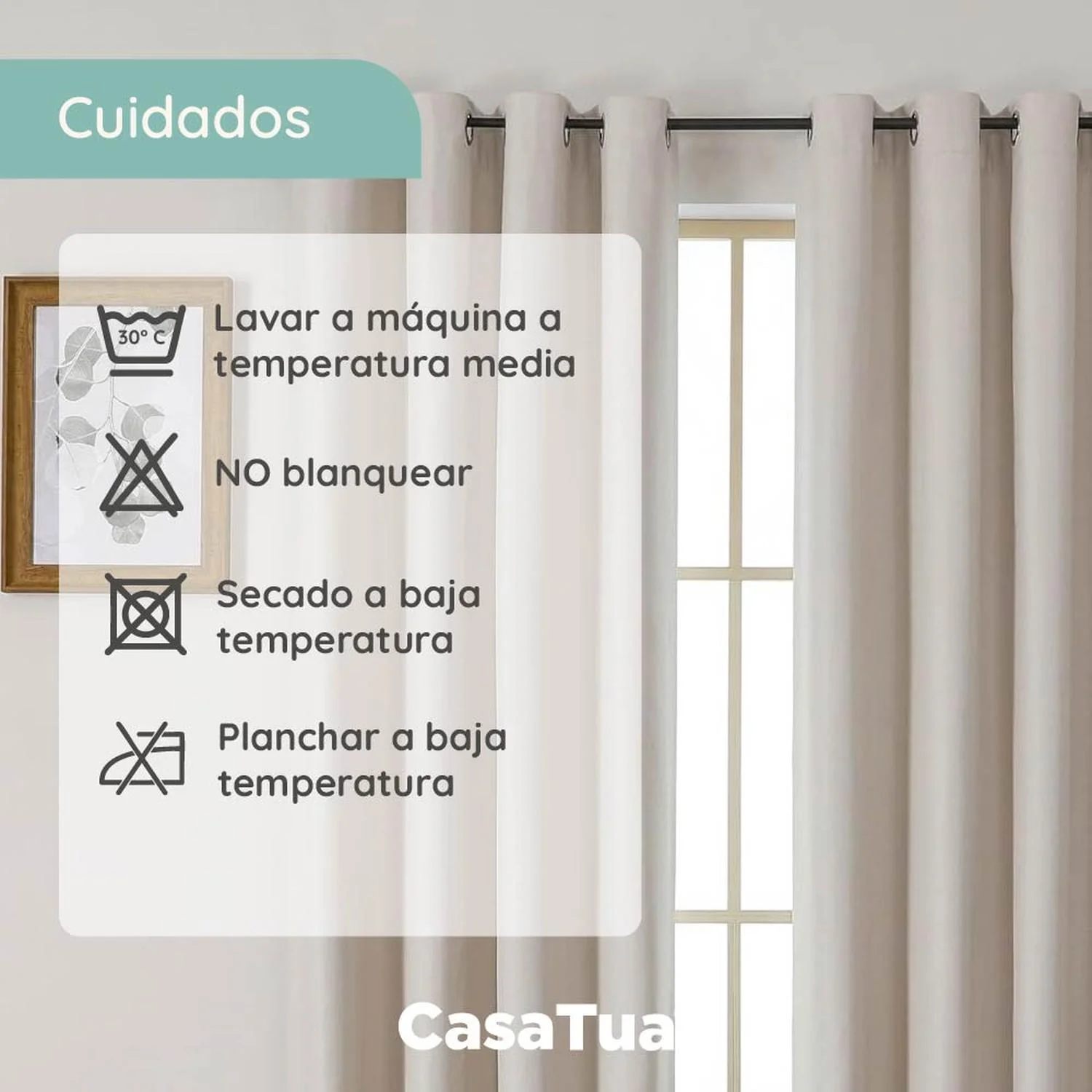 Cortina 100% Blackout Engomada Termica Set 2 Casatua 140x220 - Imagen 9