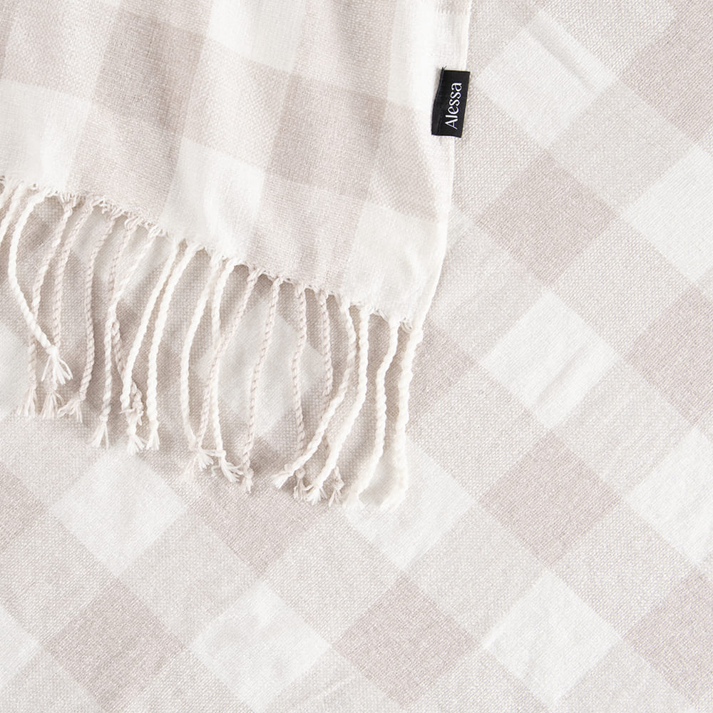 Manta Chenilla Vichy Beige - Imagen 2