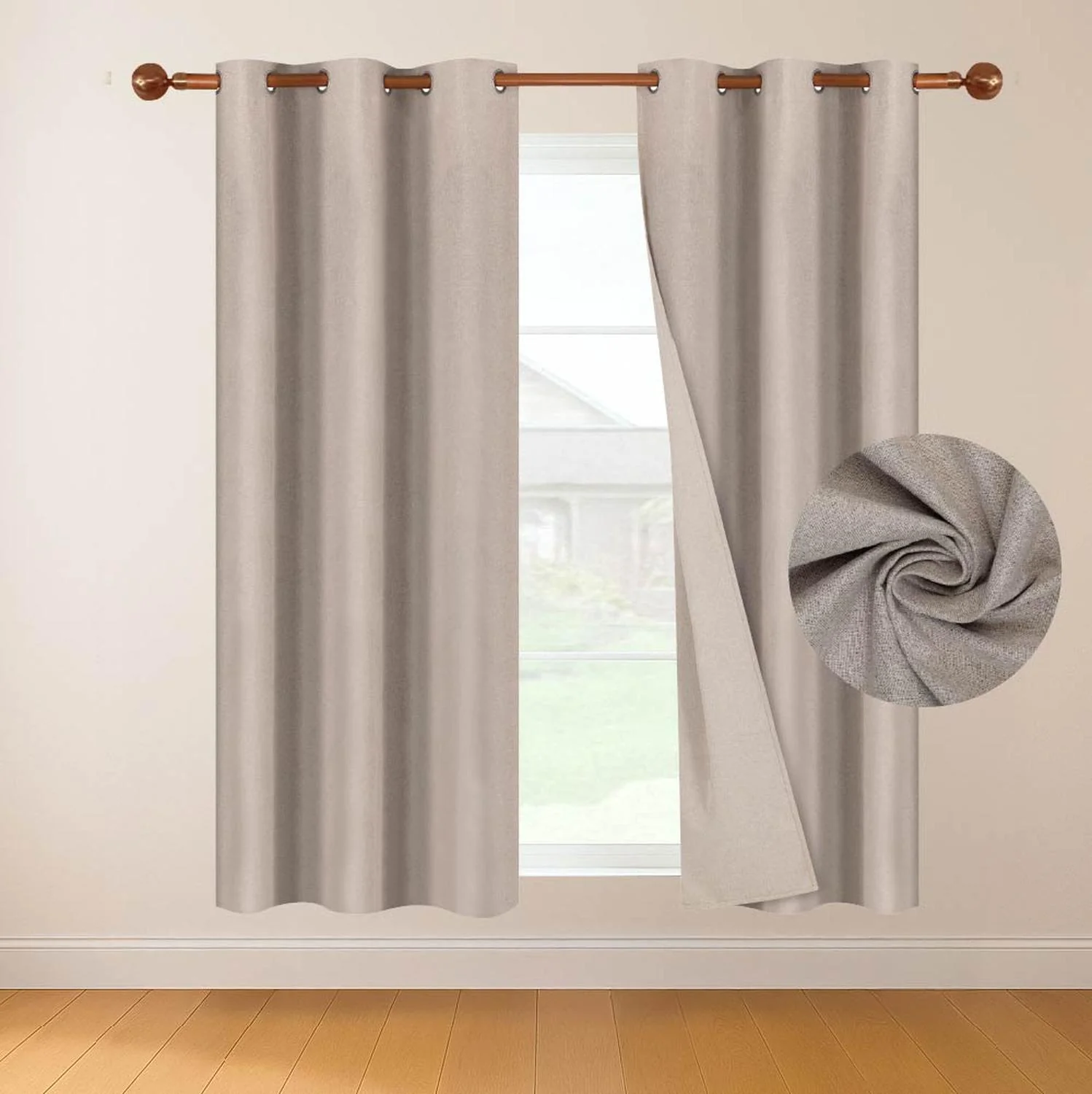 Cortina 100% Blackout 160x107 Casatua Look Lino Set 2 Paños