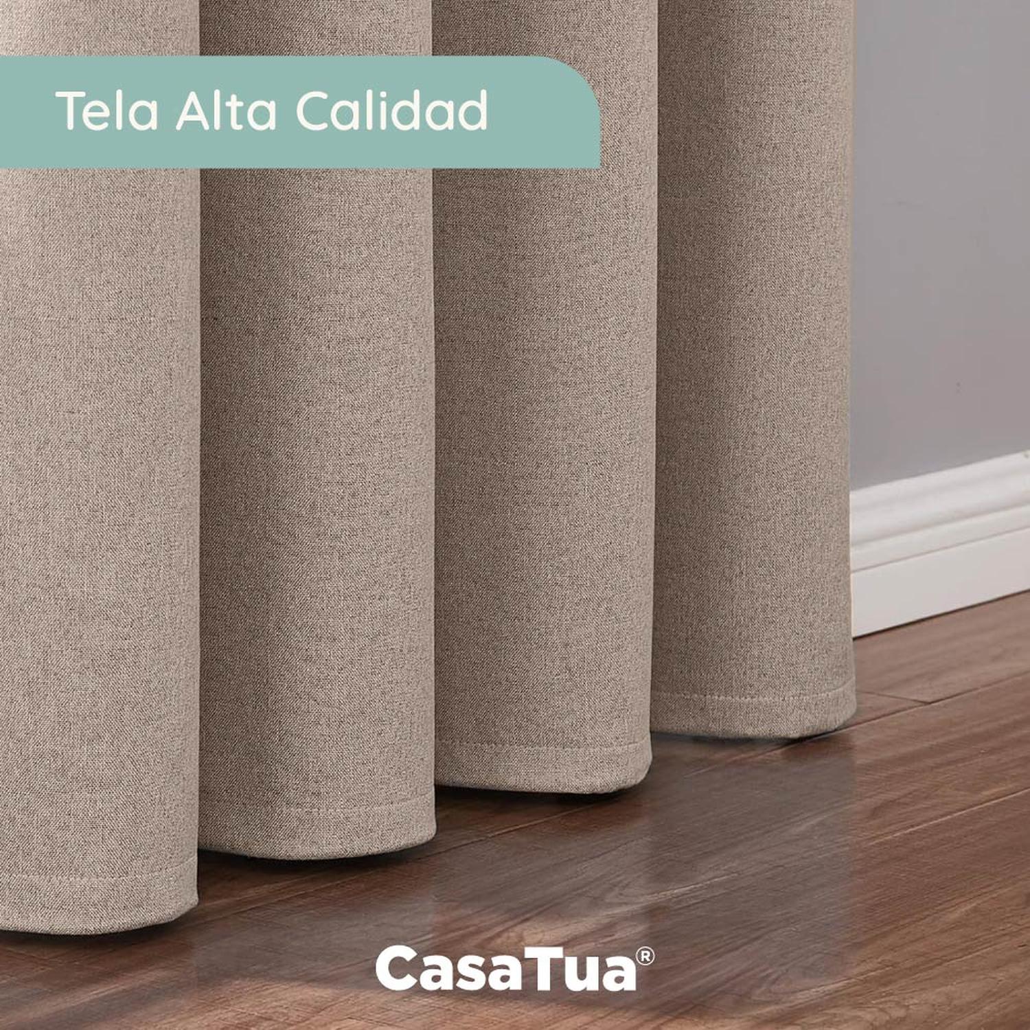 Cortina 100% Blackout 160x107 Casatua Look Lino Set 2 Paños - Imagen 2