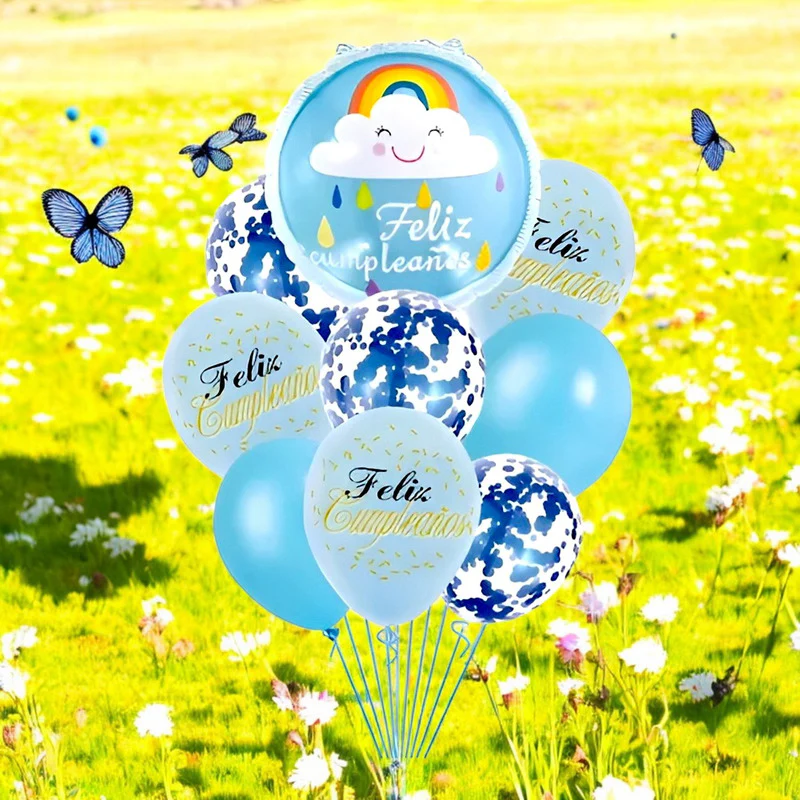 Set 9 Globos De Cumpleaños Decoracion De Cumpleaños Arcoiris - Imagen 7